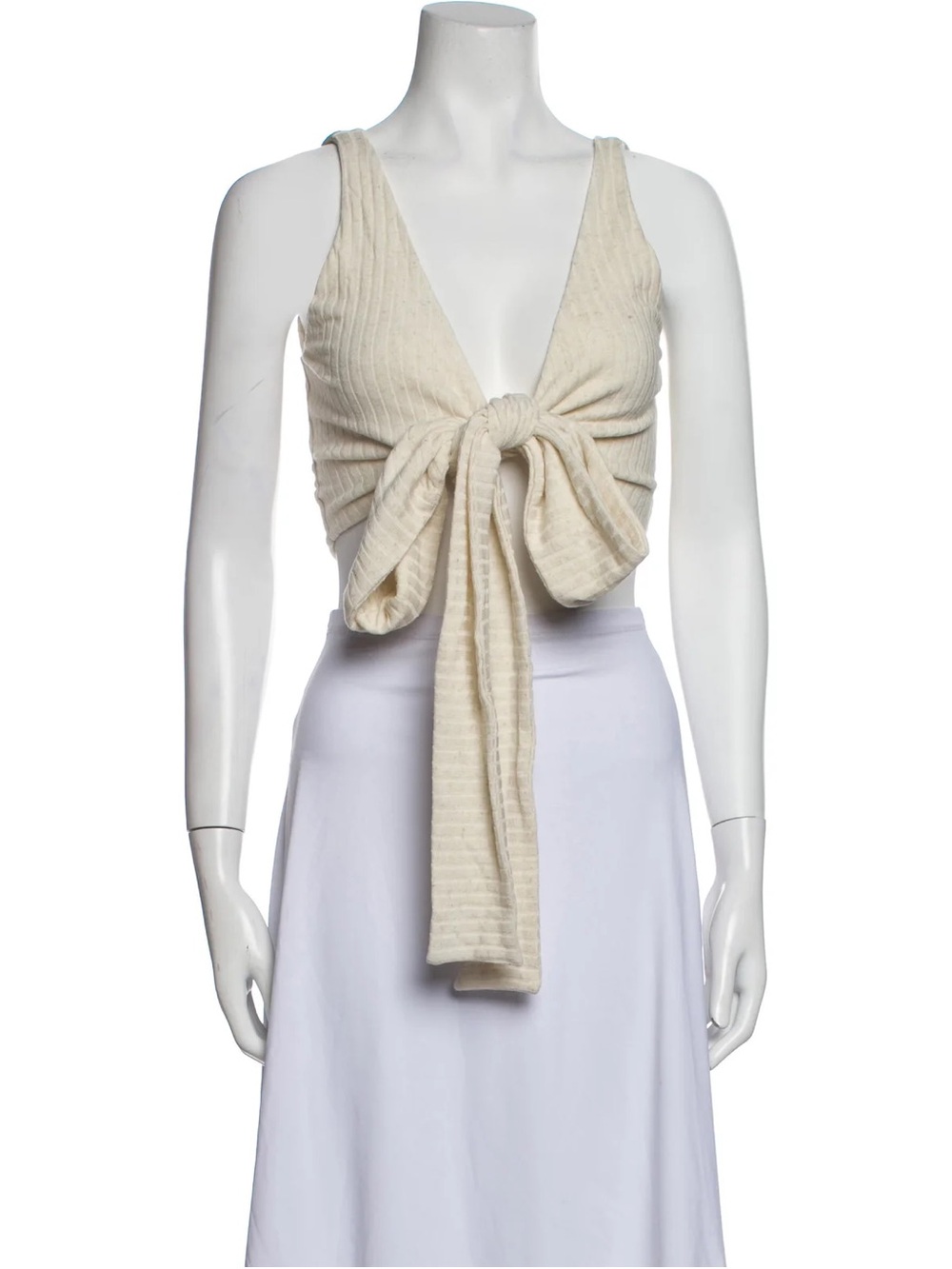 ReformationRibbed Tie-Front Bandeau Top